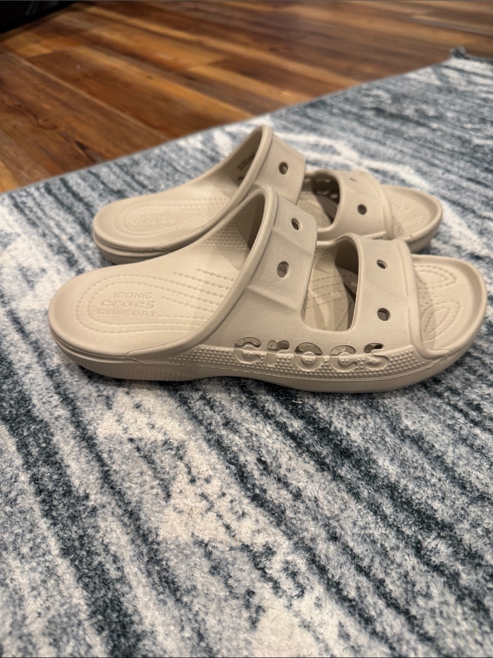 CROCS women’s Neutral Beige Double-Strap Slide Sandals